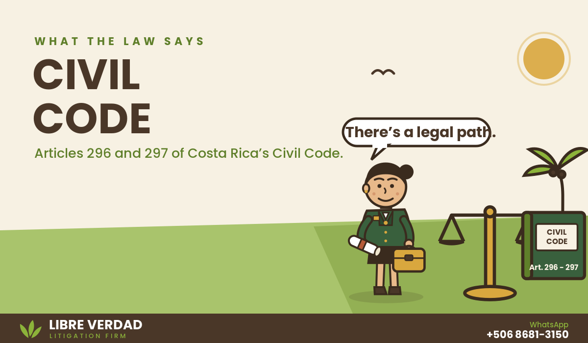 Costa Rica Civil Code, Articles 296 and 297: boundary demarcation by title and possession.