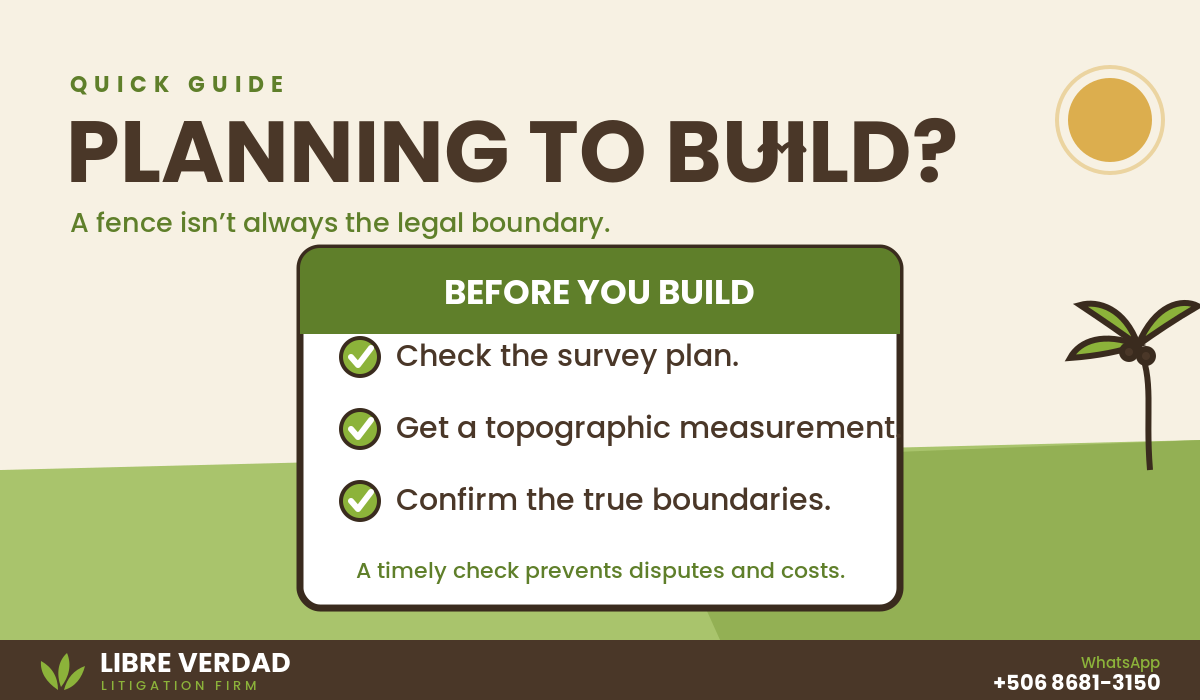 Before you build: check the survey plan, request a topographic measurement, and confirm the true boundaries.